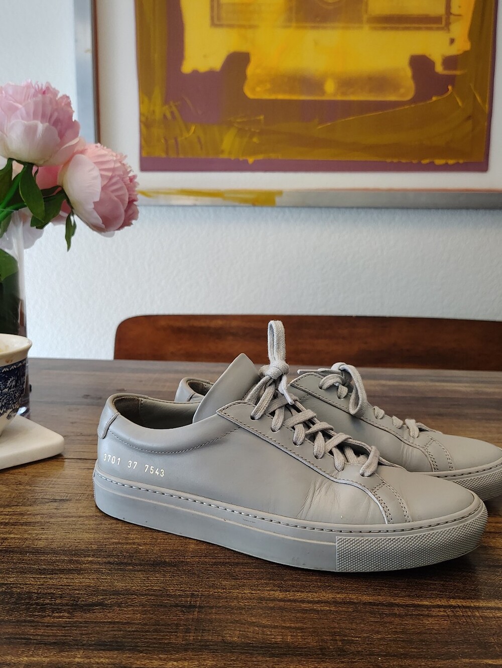 Woman By Common Projects Achilles Low Sneakers Gray Womens Size EU 37 US 7